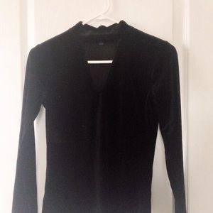 V Neck velvet black shirt